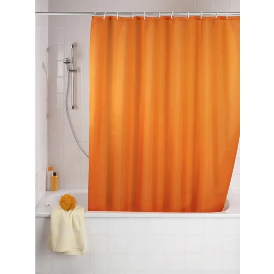 Wenko Plain Orange Polyester Shower Curtain - W1800 X H2000mm 3 Wenko Plain Orange Polyester Shower Curtain - W1800 X H2000mm