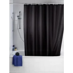 Wenko Plain Black Polyester Shower Curtain - W1800 X H2000mm
