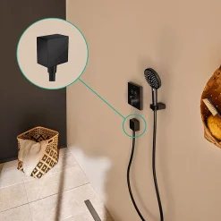 Hansgrohe FixFit Square Wall Outlet With Non-Return Valve - Matt Black -Bostik Shop 26455670 d1