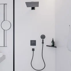 Hansgrohe FixFit Square Wall Outlet With Non-Return Valve - Matt Black -Bostik Shop 26455670 d2