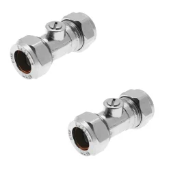 Victorian Plumbing Pair Of 15mm Chrome Isolating Valves