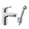 Hansgrohe Focus Single Lever Basin Mixer 100 With Bidet Spray And 160cm Shower Hose -Bostik Shop 31927000 l