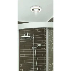 HIB Turbo Chrome Bathroom Inline Fan With LED Lights - Warm White