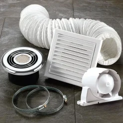 HIB Turbo Chrome Bathroom Inline Fan With LED Lights - Warm White 7 HIB Turbo Chrome Bathroom Inline Fan With LED Lights - Warm White -Bostik Shop 32200 d2 1