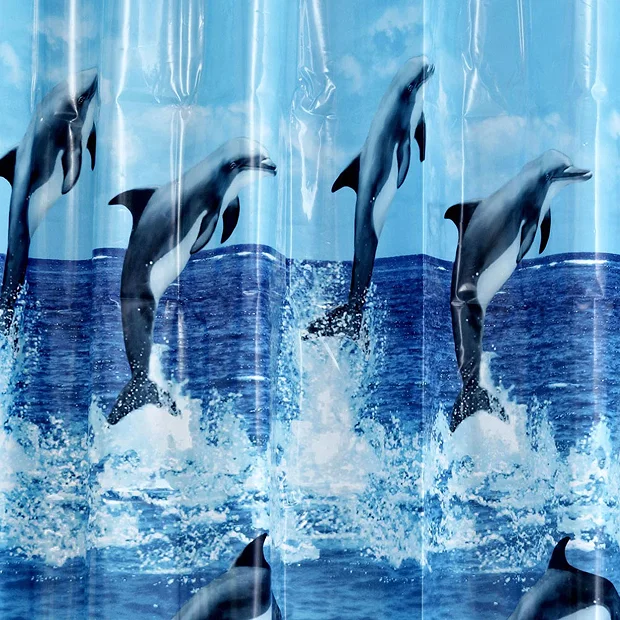 Aqualona Dolphins PEVA Shower Curtain - W1800 X H1800mm 3 Aqualona Dolphins PEVA Shower Curtain - W1800 X H1800mm