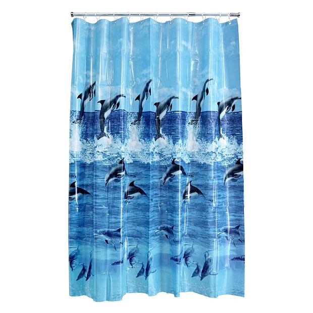 Aqualona Dolphins PEVA Shower Curtain - W1800 X H1800mm 4 Aqualona Dolphins PEVA Shower Curtain - W1800 X H1800mm - Image 2