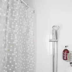 Croydex Silver Mosaic PVC Shower Curtain W1800 X H1800mm 9 Croydex Silver Mosaic PVC Shower Curtain W1800 X H1800mm -Bostik Shop ae543440ai1