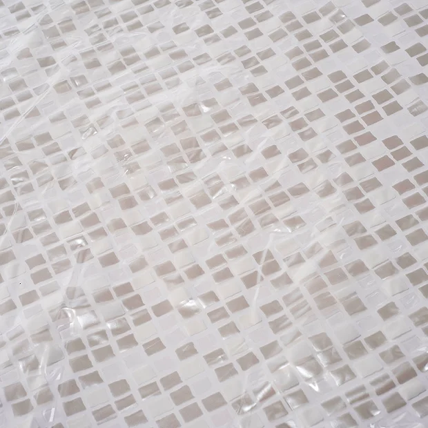 Croydex Silver Mosaic PVC Shower Curtain W1800 X H1800mm 6 Croydex Silver Mosaic PVC Shower Curtain W1800 X H1800mm - Image 4