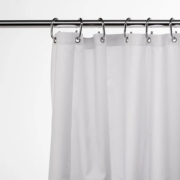 Croydex Plain White Textile Shower Curtain W1800 X H1800mm 4 Croydex Plain White Textile Shower Curtain W1800 X H1800mm - Image 2