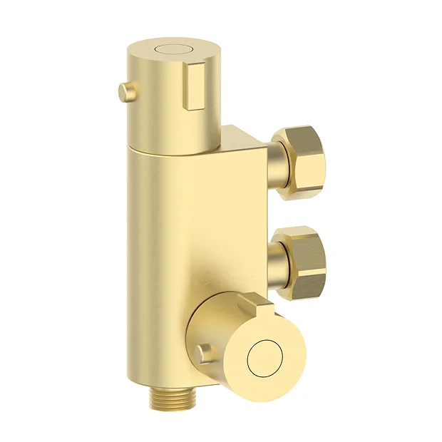 Arezzo Round Thermostatic Douche Bar Valve Brushed Brass 4 Arezzo Round Thermostatic Douche Bar Valve Brushed Brass - Image 2