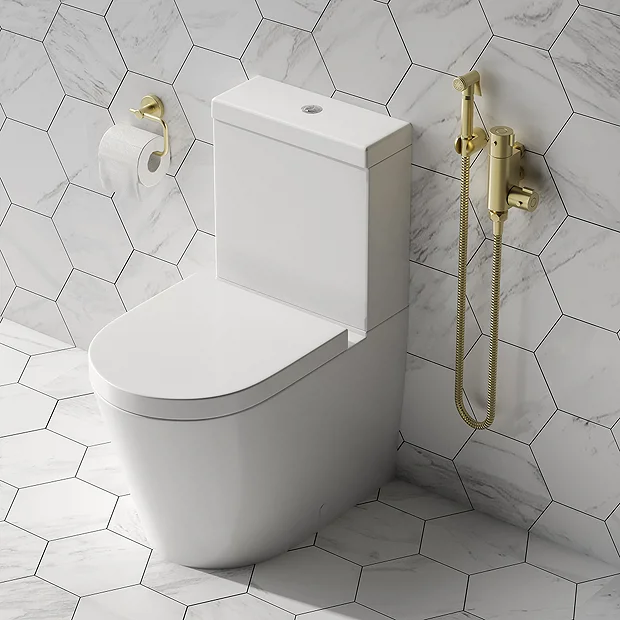 Arezzo Round Douche Shower Spray Kit With Wall Bracket And Hose Brushed Brass 5 Arezzo Round Douche Shower Spray Kit With Wall Bracket And Hose Brushed Brass - Image 3