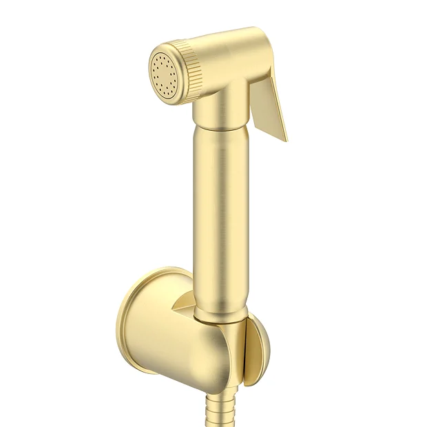 Arezzo Round Douche Shower Spray Kit With Wall Bracket And Hose Brushed Brass 4 Arezzo Round Douche Shower Spray Kit With Wall Bracket And Hose Brushed Brass - Image 2
