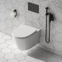 Arezzo Round Thermostatic Douche Bar Valve Matt Black -Bostik Shop arzdk4mb d2 1