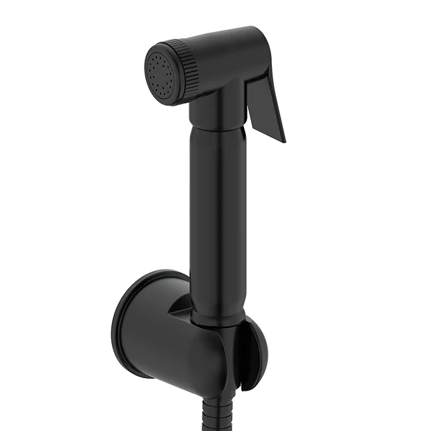 Arezzo Round Douche Shower Spray Kit With Wall Bracket And Hose Matt Black 4 Arezzo Round Douche Shower Spray Kit With Wall Bracket And Hose Matt Black - Image 2