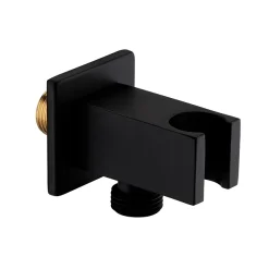 Arezzo Square Wall Elbow & Shower Handset Holder - Matt Black