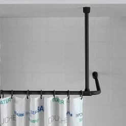 Victorian Plumbing Black Shower Curtain Rail Support Arm
