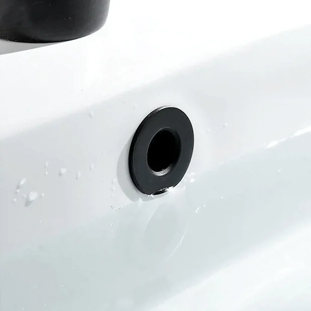 Arezzo Matt Black Brass Basin Overflow Cover Insert Hole Trim 5 Arezzo Matt Black Brass Basin Overflow Cover Insert Hole Trim - Image 3