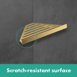 Hansgrohe AddStoris Polished Gold Optic Corner Shower Basket -Bostik Shop brushed lifestyle