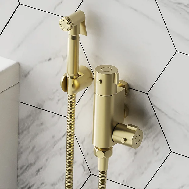 Arezzo Round Thermostatic Douche Bar Valve Brushed Brass 3 Arezzo Round Thermostatic Douche Bar Valve Brushed Brass