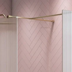T-Piece For Arezzo Fluted Glass Wetroom Screens - Brushed Brass -Bostik Shop fgbbt d1