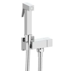 Milan Bathroom Milan Square Douche Shower Spray Kit With Bar Shut-Off Valve And Hose Chrome