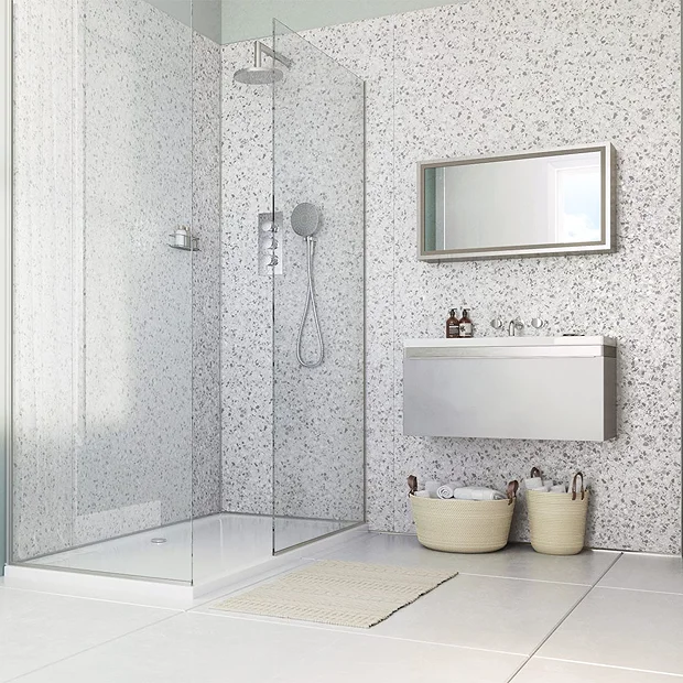 Showerwall Positano Grey Terrazzo Waterproof Decorative Wall Panel 4 Showerwall Positano Grey Terrazzo Waterproof Decorative Wall Panel - Image 2