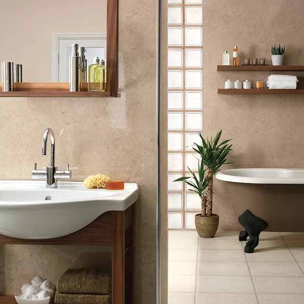 Showerwall Cappucchino Marble Waterproof Decorative Wall Panel - Various Size Options 4 Showerwall Cappucchino Marble Waterproof Decorative Wall Panel - Various Size Options - Image 2