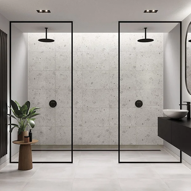 Multipanel Tile Effect White Terrazzo H2400 X W598mm Bathroom Wall Panel - Hydrolock Tongue And Groove 3 Multipanel Tile Effect White Terrazzo H2400 X W598mm Bathroom Wall Panel - Hydrolock Tongue And Groove