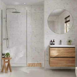 Multipanel Tile Effect White Terrazzo H2400 X W598mm Bathroom Wall Panel - Hydrolock Tongue And Groove 6 Multipanel Tile Effect White Terrazzo H2400 X W598mm Bathroom Wall Panel - Hydrolock Tongue And Groove -Bostik Shop mt020st1001 l