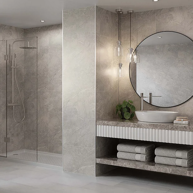 Multipanel Tile Effect Valmasino Marble H2400 X W598mm Bathroom Wall Panel - Hydrolock Tongue And Groove 4 Multipanel Tile Effect Valmasino Marble H2400 X W598mm Bathroom Wall Panel - Hydrolock Tongue And Groove - Image 2