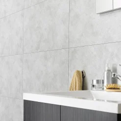 Victorian Plumbing Orion Cloudy White Waterproof Wall Tile Shower Panels - 375 X 650mm -Bostik Shop orwt030 d1