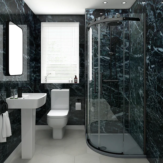 Victorian Plumbing Orion Black Marble Shower Wall Panel - 2400 X 1000mm 4 Victorian Plumbing Orion Black Marble Shower Wall Panel - 2400 X 1000mm - Image 2