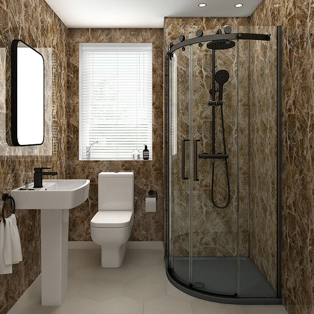 Victorian Plumbing Orion Mocha Onyx Shower Wall Panel - 2400 X 1000mm 4 Victorian Plumbing Orion Mocha Onyx Shower Wall Panel - 2400 X 1000mm - Image 2