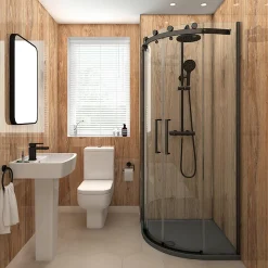 Victorian Plumbing Orion Rustic Oak Shower Wall Panel - 2400 X 1000mm -Bostik Shop pvc2410ro l1
