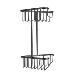 Croydex Matt Black Two Tier Corner Shower Basket