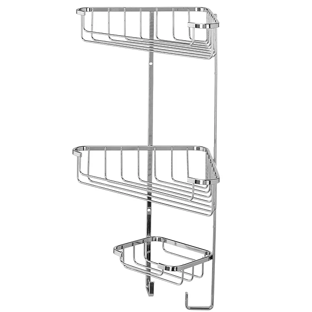 Croydex Corner Shower Storage Basket Chrome - 3 Tier 5 Croydex Corner Shower Storage Basket Chrome - 3 Tier - Image 3