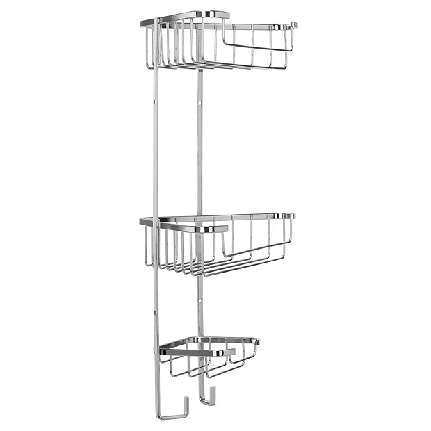 Croydex Corner Shower Storage Basket Chrome - 3 Tier 6 Croydex Corner Shower Storage Basket Chrome - 3 Tier - Image 4
