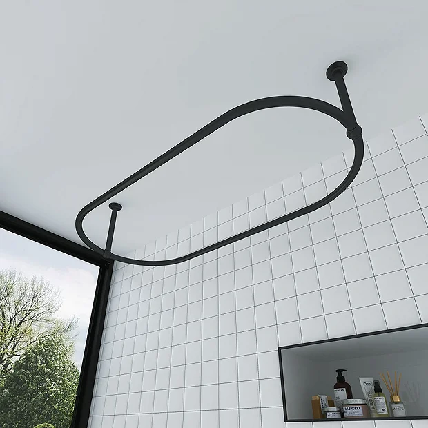 Chatsworth Traditional 1500 X 700mm Matt Black Oval Shower Curtain Rail 4 Chatsworth Traditional 1500 X 700mm Matt Black Oval Shower Curtain Rail - Image 2