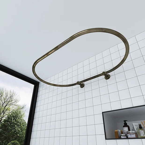 Chatsworth Traditional 1200 X 815mm Antique Brass Oval Shower Curtain Rail 4 Chatsworth Traditional 1200 X 815mm Antique Brass Oval Shower Curtain Rail - Image 2