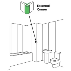 Victorian Plumbing Orion External Corner - White PVC -Bostik Shop vpwpacal15wh d1